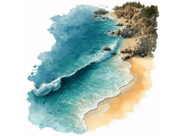 Capture Coastal Calm with This Rocky Beach Watercolor Set