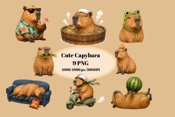 Charming Capybara Clipart: A Bundle for Every Creator