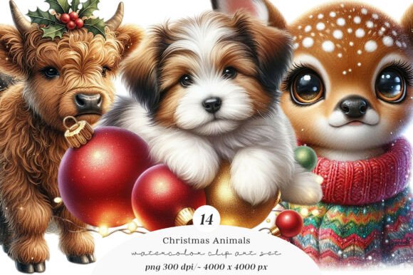 Christmas Animals Clipart Bundle: Your Festive Design Toolkit