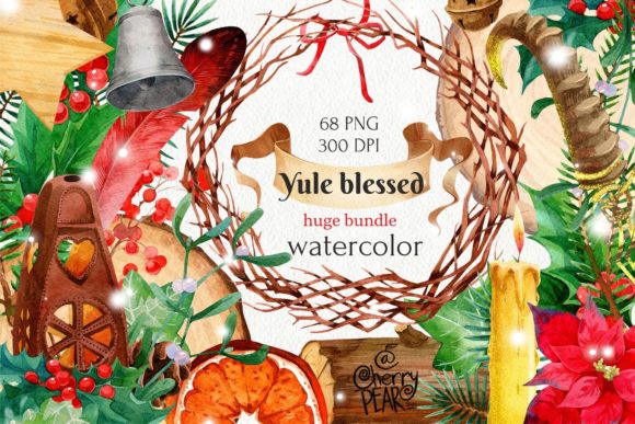 Christmas Clipart and Yule Pagan PNG for Holiday Design