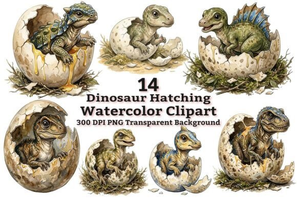 Cute Baby Dinosaur Hatching Clipart: A Bundle of Prehistoric Charm