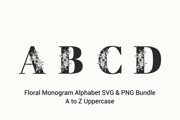 Elegant Florals: The Floral Monogram Alphabet SVG & PNG SET