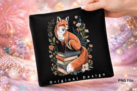 Floral Woodland Fox Book Lover PNG: A Charming Design Asset