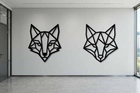 Geometric Wolf and Fox Head Design: Bold Line Art for Modern Projects