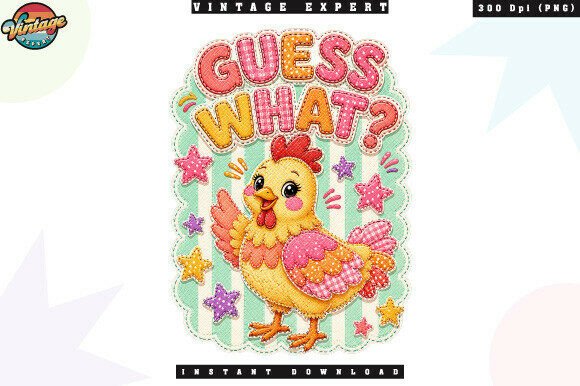 Guess What Chicken Patchwork PNG: Your New Favorite Design Asset