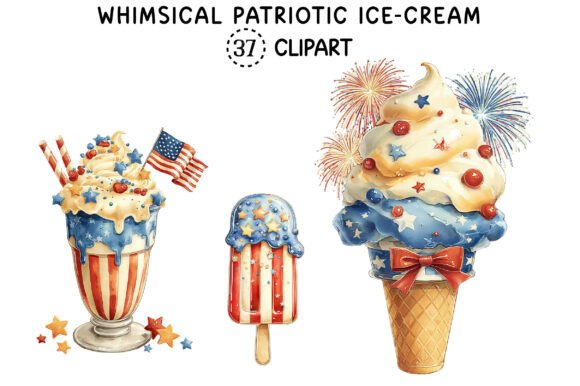Infuse Fun and Flair with Whimsical Patriotic Ice-Cream Clipart