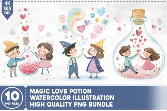 Infusing Whimsy and Charm: The Magic Love Potion Watercolor Bundle