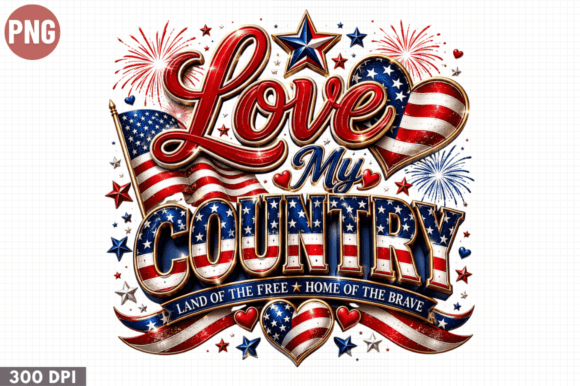 Love My Country Patriotic PNG: A Designer's Asset for Bold Projects