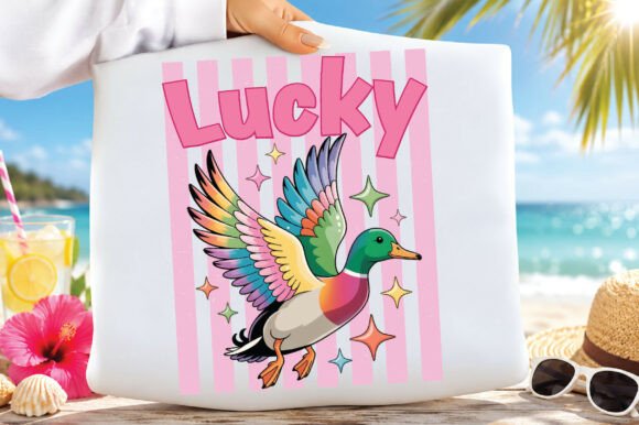 Lucky Duck Retro Sublimation PNG: A Playful Design for Creative Projects