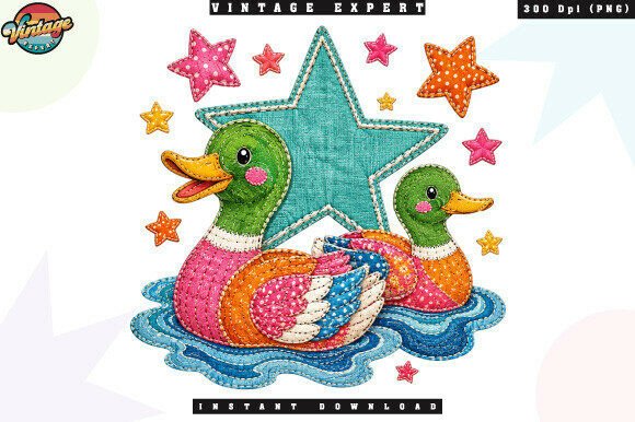 Retro Colorful Patchwork Ducks PNG: A Designer's Guide to Whimsical Charm