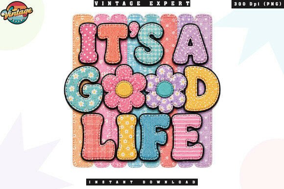 Retro Good Life Floral Patchwork: A Design Asset for Uplifting Projects