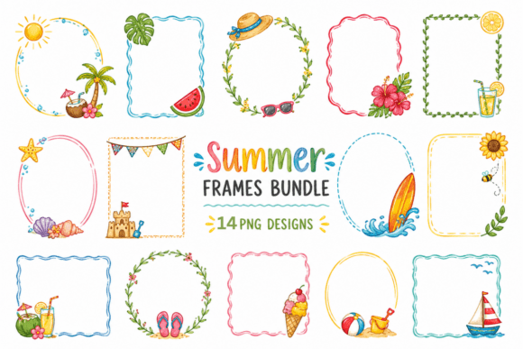 Summer Frames Clipart PNG Bundle: Your Go-To Tropical Toolkit