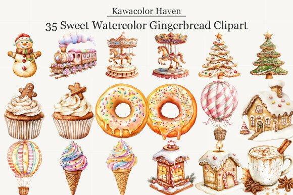 Sweet Watercolor Gingerbread Clipart: Adding Festive Whimsy to Your Projects