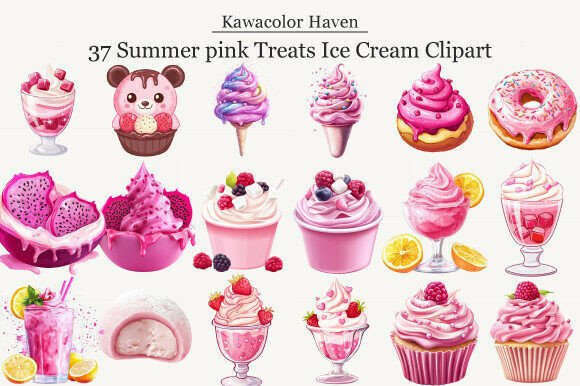 Sweeten Your Projects with Summer Pink Treats Ice Cream Clipart