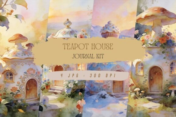 Teapot House Journal Kit: Wallpaper & Printable Junk Journal Pages