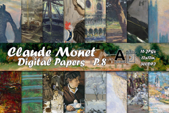 Timeless Impressionism: Monet Paintings Digital Papers 8