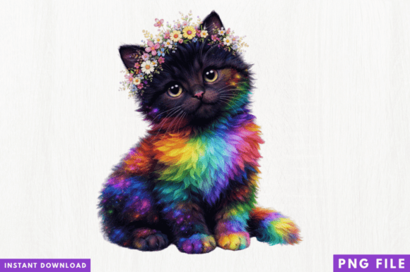 Transform Your Projects with the Rainbow Kitten PNG Design