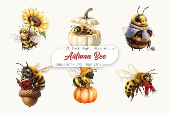 Whimsical Autumn Bee Clipart: A Creative Asset for Every Season